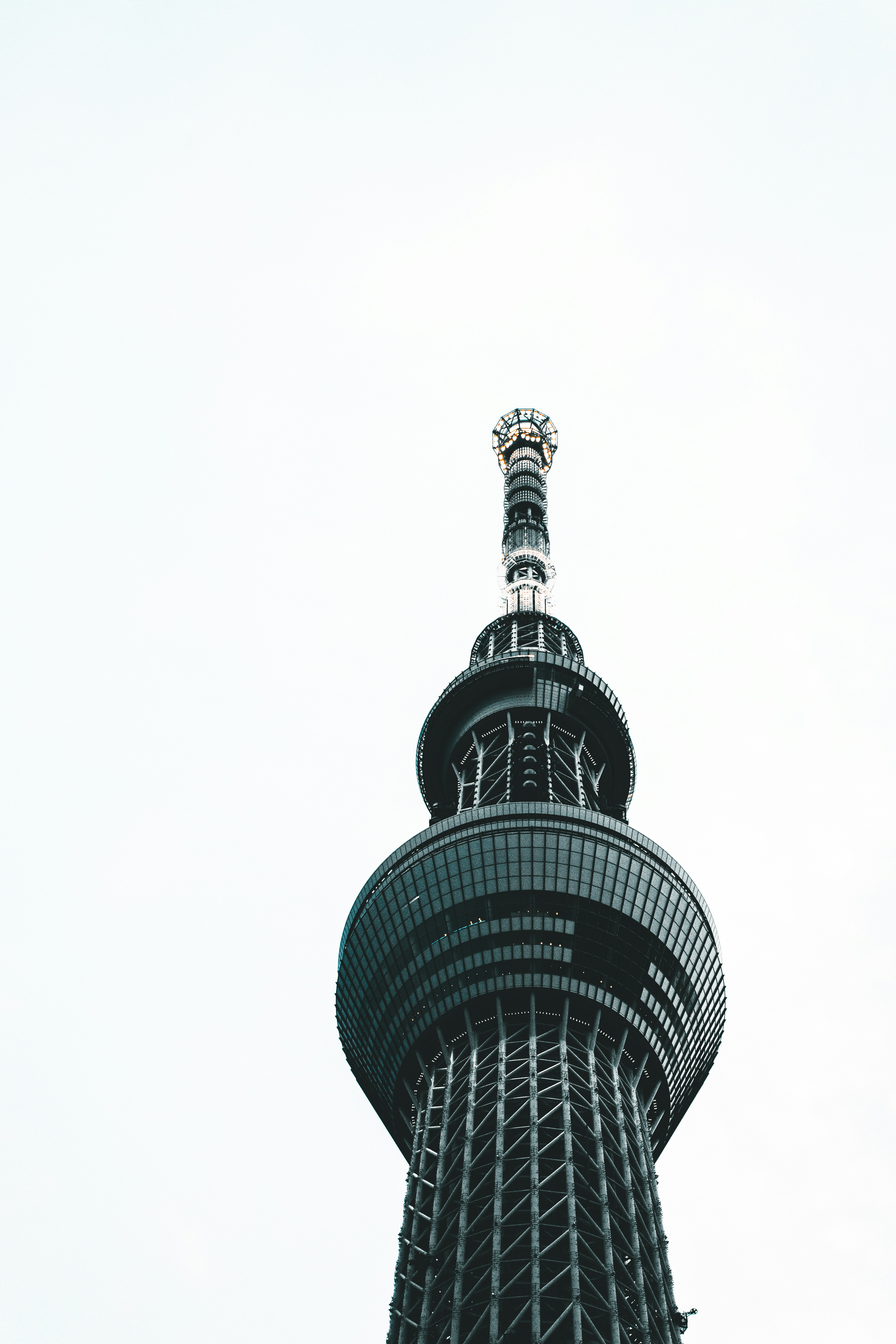 black and white tower under white sky